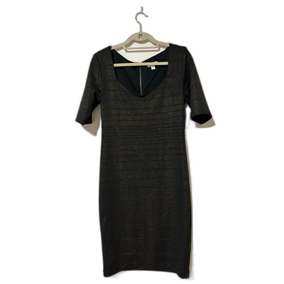 Bisou Bisou Black Dress with Gold shimmer Size 10 NWT - Picture 1 of 5